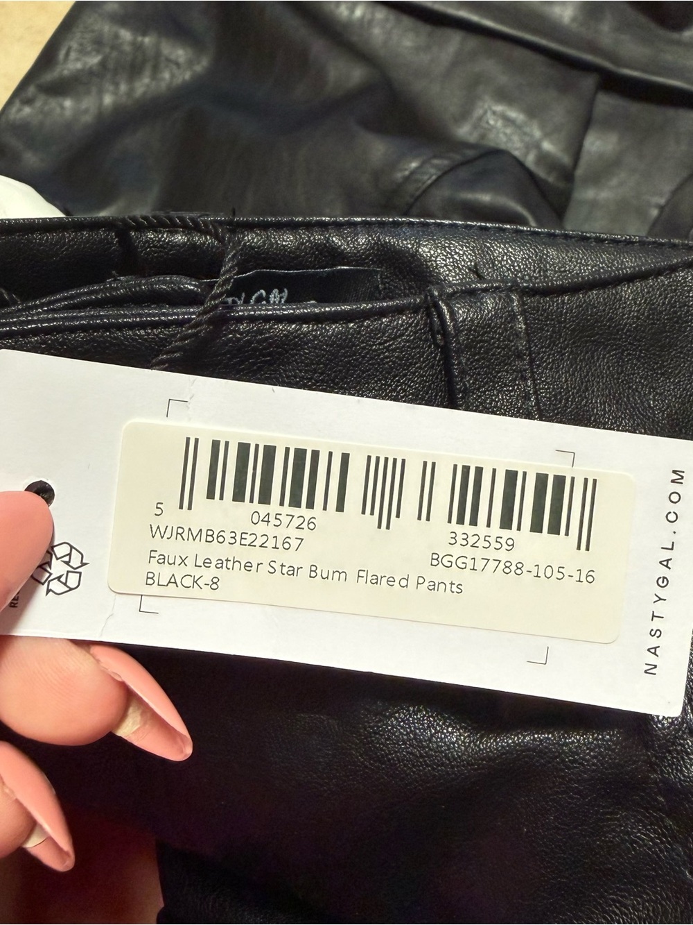 NWT Nasty Gal Star Bum Flare Pants Faux Leather Black Size 4 - Picture 6 of 6